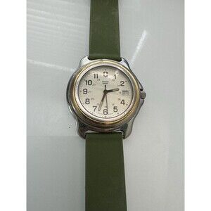 VTG Victorinox Swiss Army Original Gold 2 tone Watch Men 39mm White Dial Runs
